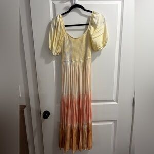 Storia Yellow and Orange Ombre Maxi Dress